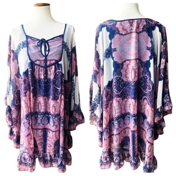 Free People Marla Dreams Blue Boho Tunic - Picture 2 of 6